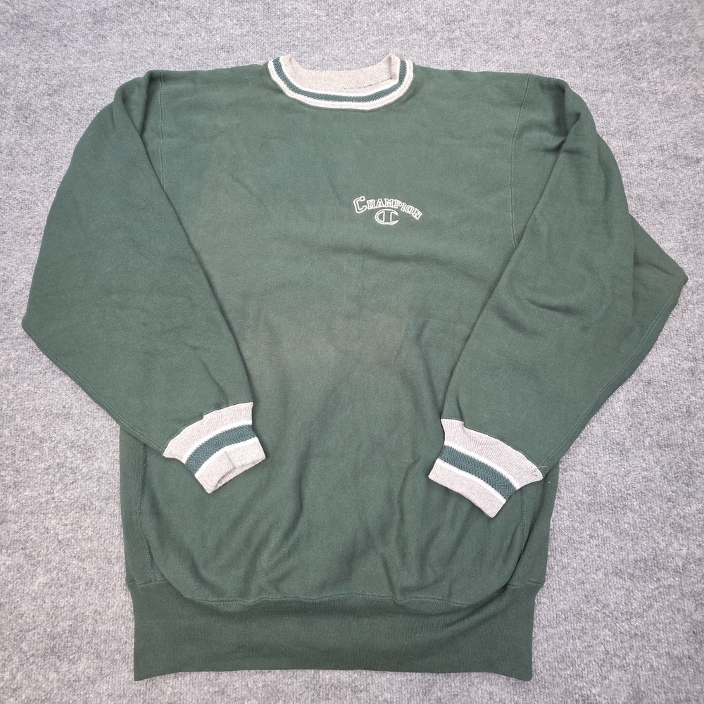 Vintage Champion Reverse Weave Sweatshirt Men's XXL Green Crewneck USA *Stain
